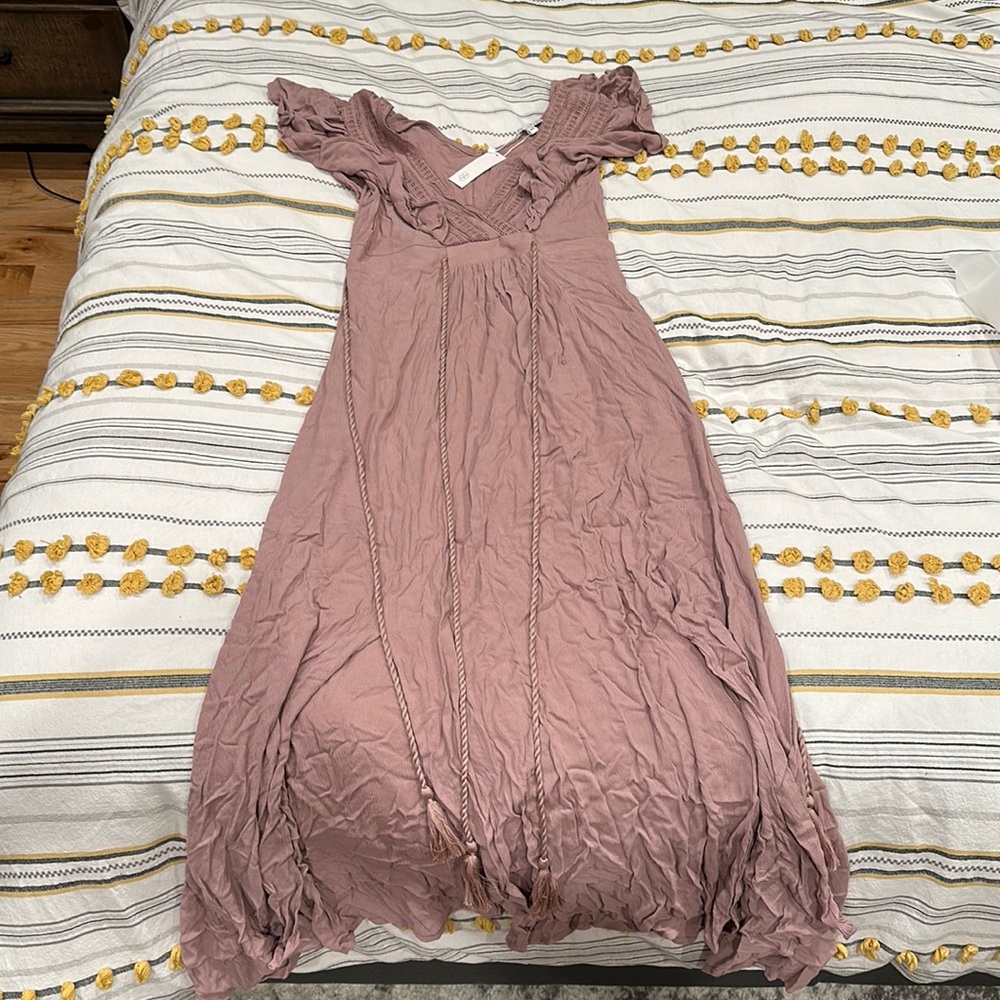 Baltic born jennifer dusty mauve deep v maxi dress size XS
